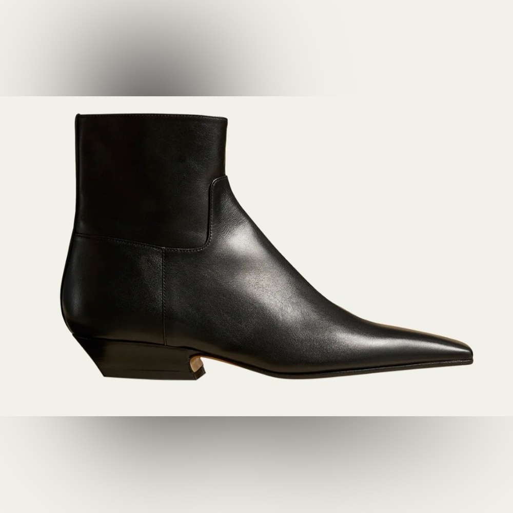 Khaite The Marfa Black Leather Ankle Boots